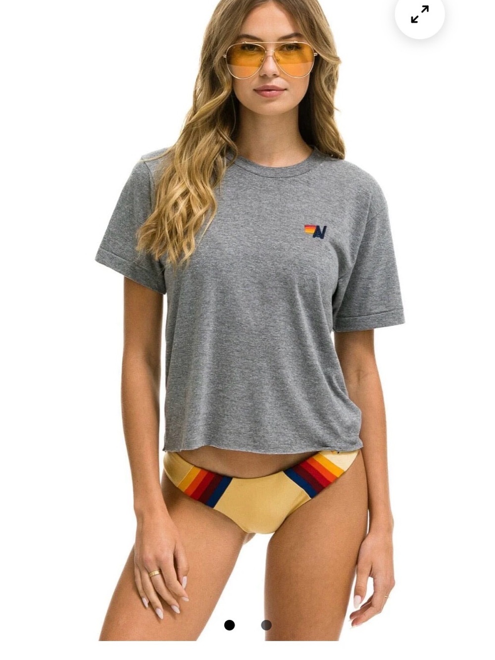 Aviator Nation BASIC BOYFRIEND TEE - HEATHER GREY Size S